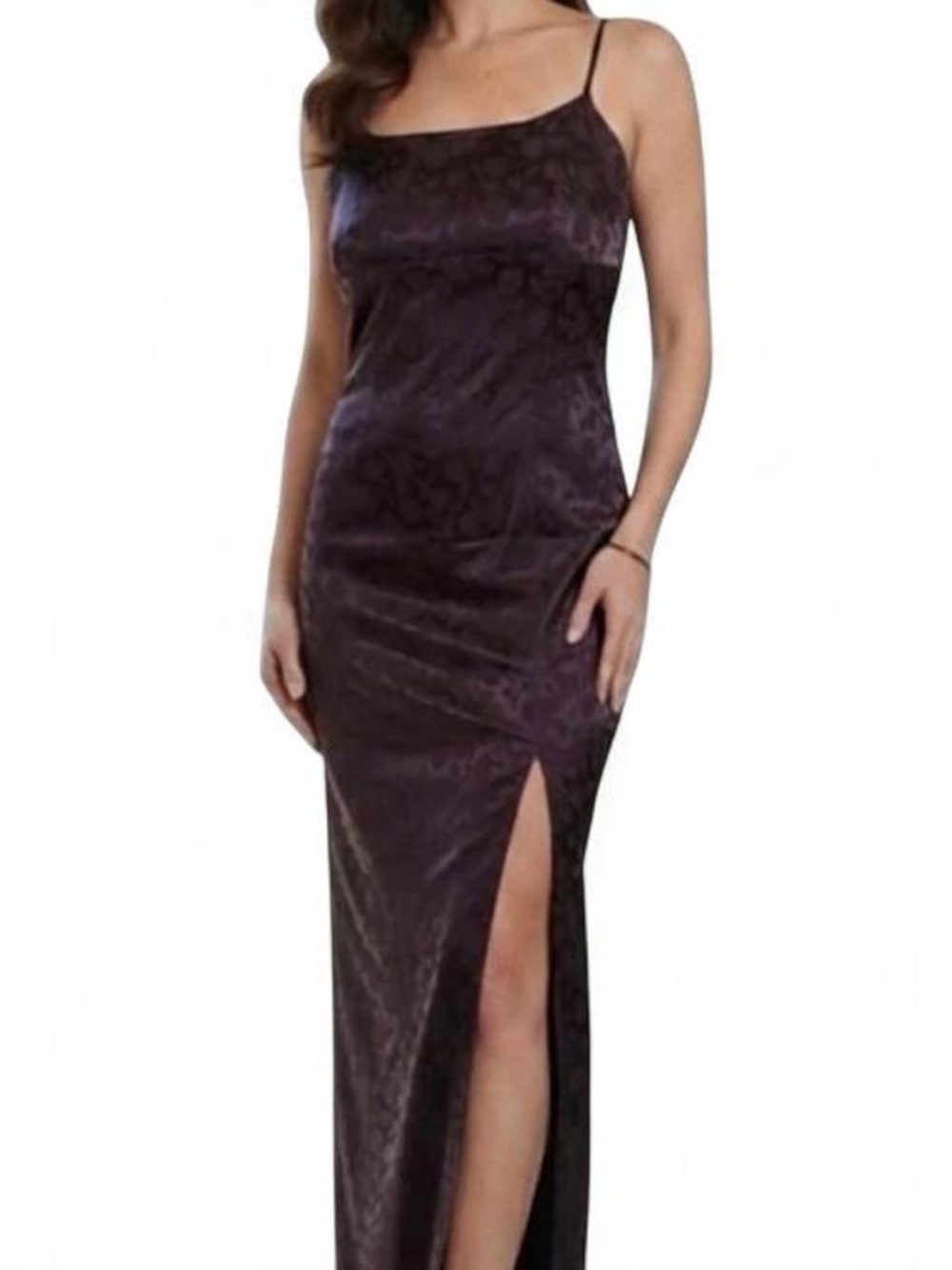 NWOT City Triangle Purple Full length gown dress with high slit